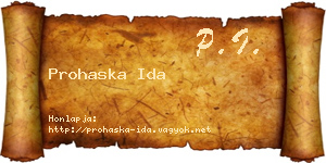 Prohaska Ida névjegykártya